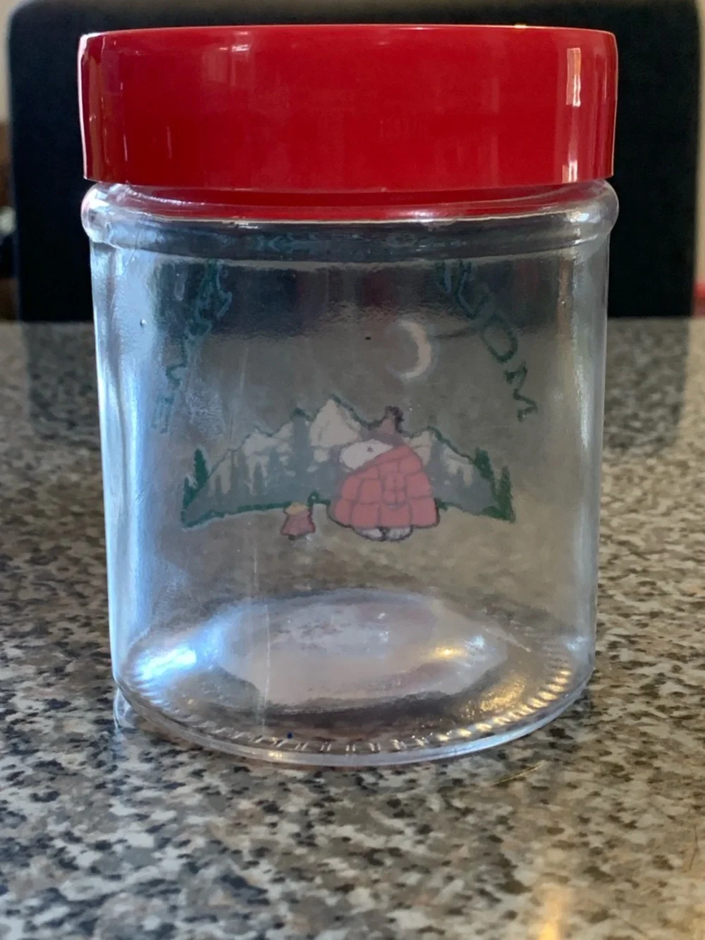 Mountain Time Snoopy Jar with Red Lid